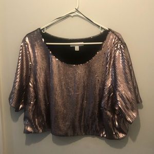 Rose Gold Cropped Sequins Top